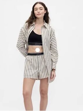 GAP Cream Shirt Jacket with Black Stripes. Matching shorts in closet